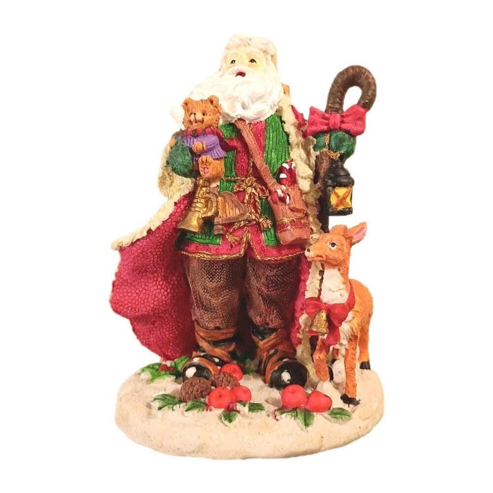 Holiday Time Hand-Painted Santa Figure With‎ Toys And Animals 4.75 Inches Tall